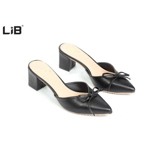 LiB - Giày Sục Cao Gót Nữ Thời Trang 5cm Đế Vuông Nơ Nhỏ S524