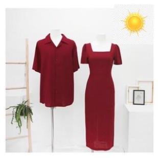 🕵️🕵️ Áo đôi nam nữ 🌼FREESHIP🌼 Áo váy đôi sơ mi đầm xẻ tà thắt eo dễ thương chụp ảnh đi biển đỏ cổ vuông 🕵️