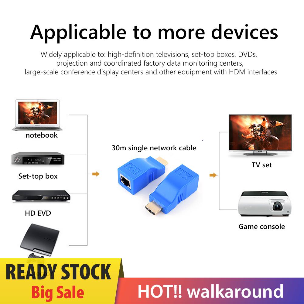 Bộ 2 Đầu Nối Dài Mạng Lan Rj45 4k Hdmi 30m Cat5E Cat6