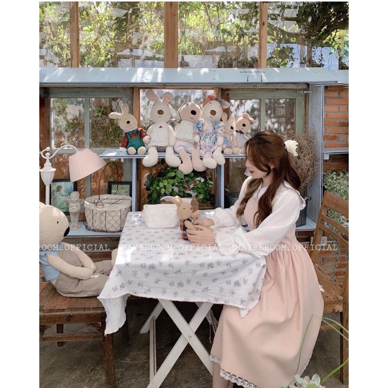 SET SƠMI CỔ SEN VIỀN REN KÈM YẾM HỒNG BABYDOLL