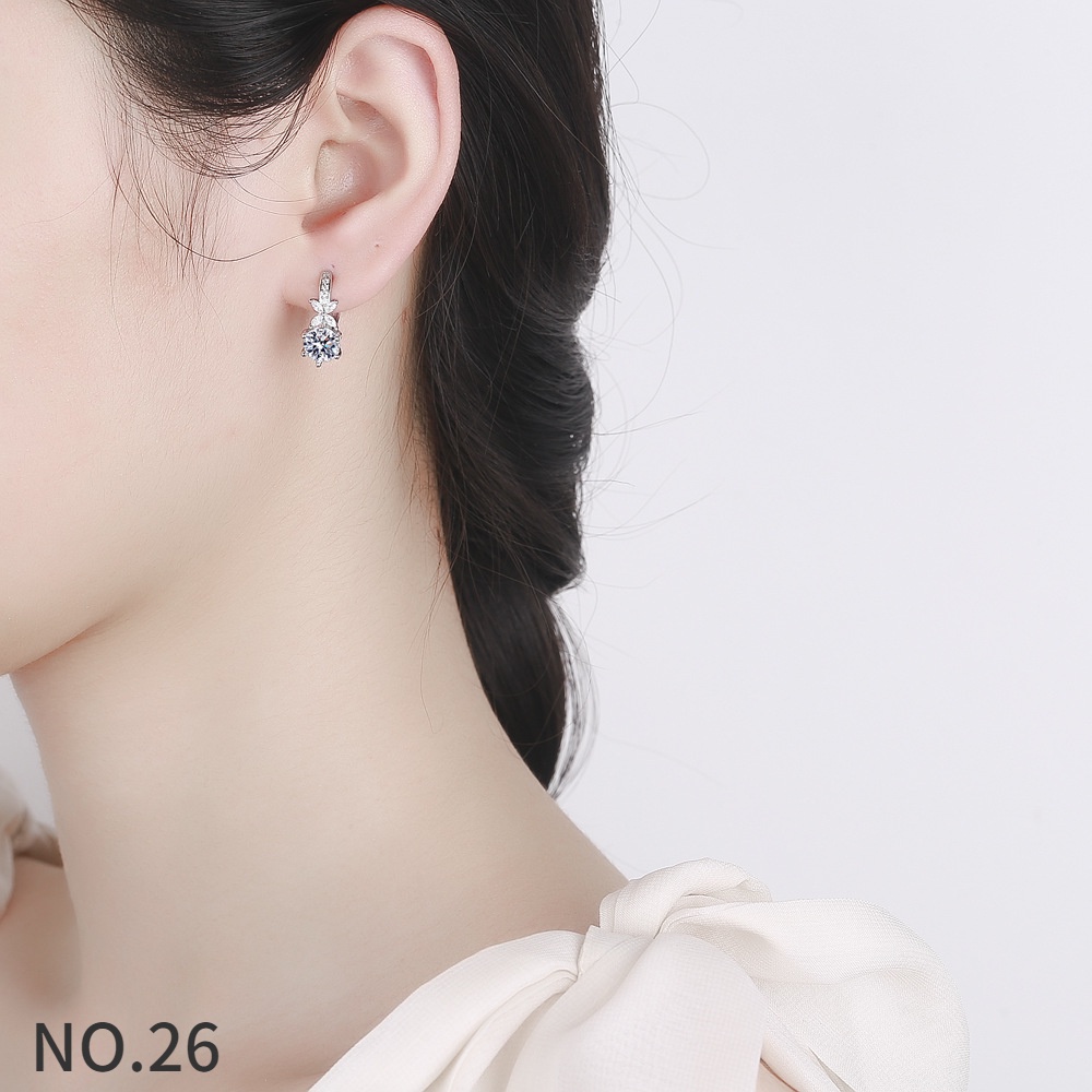 Bông Tai Bạc 925 Dáng Dài Đính Kim Cương Trắng Thanh Lịch Thời Trang