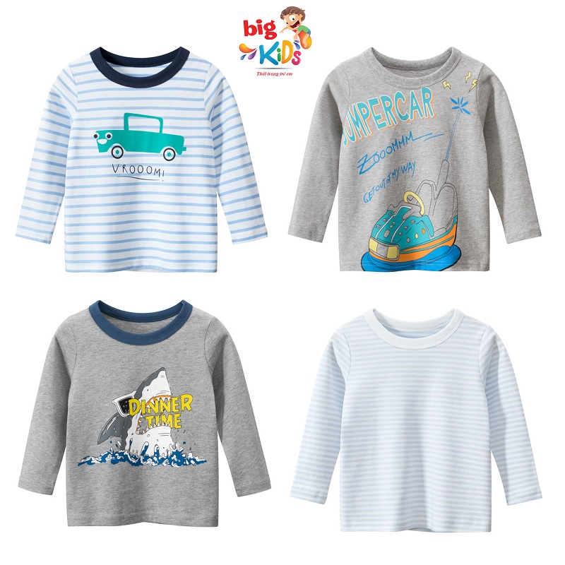 Áo cotton dài tay bé trai size đại BigKids