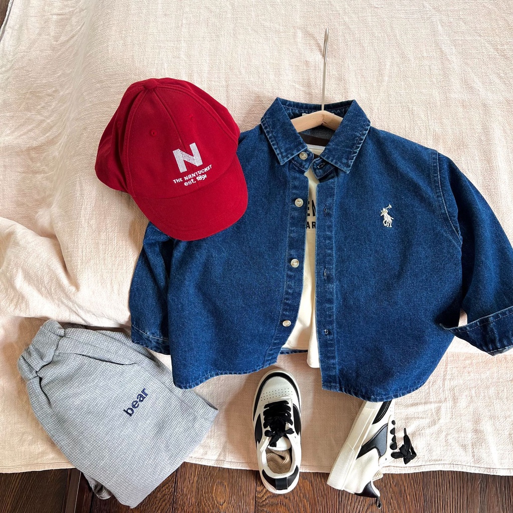 Áo Sơ Mi Denim Thêu Họa Tiết Phong Cách Nhật Hàn Thời Trang Mùa Thu 2022 Màu Sắc