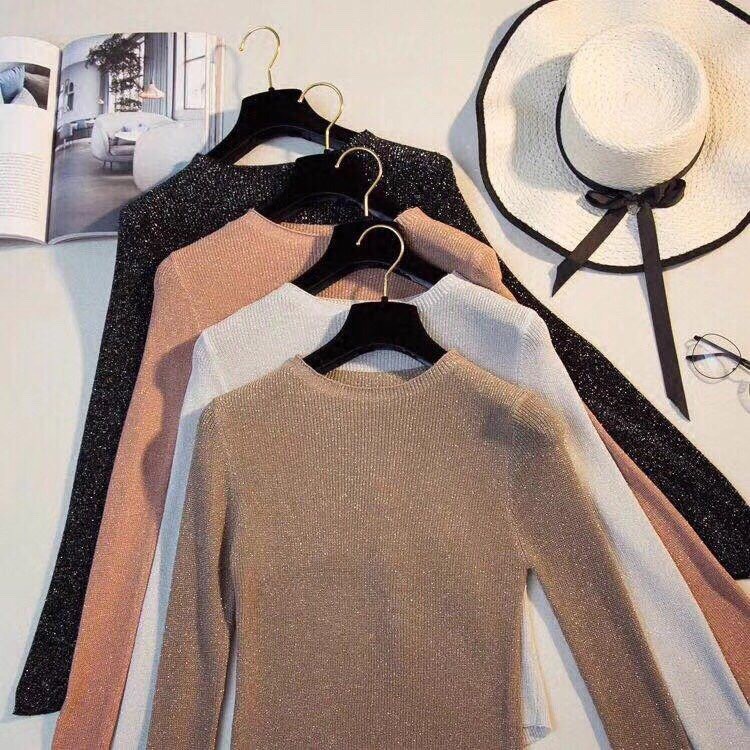 [ Mã WASTRUN4 giảm 10% tối đa 30K đơn 99K] Áo len nhũ mỏng co giãn cổ tròn dài tay HH1610 - NhiNhiShop | BigBuy360 - bigbuy360.vn