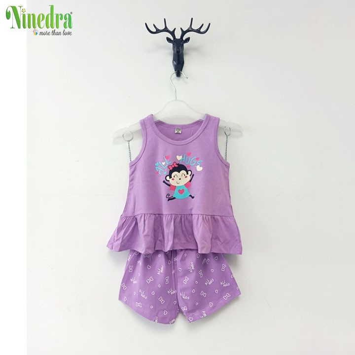 Đồ bộ cotton giấy giải nhiệt mùa hè size cho bé gái 8-22kg - Ninedra