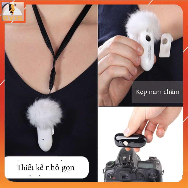 Lensgo LWM-318C / Lensgo 318C II - Micro Cài Áo Không Dây UHF Thu Âm Cho Điện Thoại, Máy Ảnh, Phạm Vi 50m