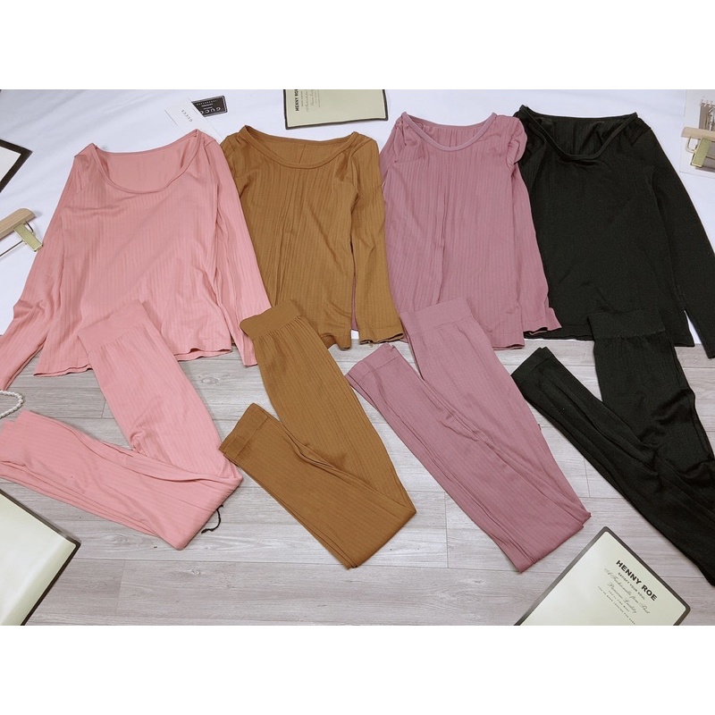 Bộ giữ nhiệt henny roe Bộ len tăm Bộ ngủ Áo giữ nhiệt