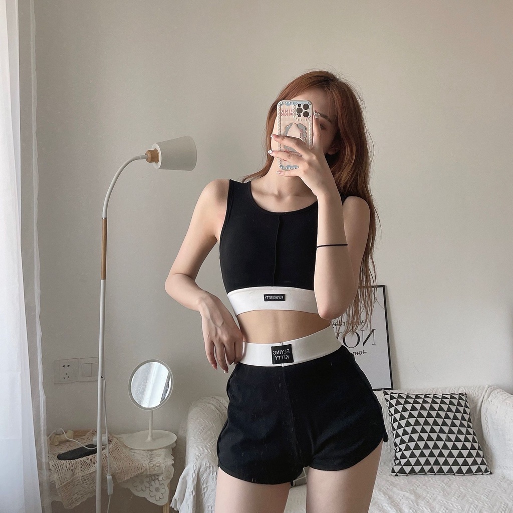 Sét Bộ Đồ Tập Gym, Yoga Nữ 2 Món SE02, kiểu Áo Bra Thể Thao Mút Liền, Quần Short Nữ Co Giãn