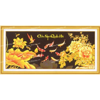 Tranh Thêu Chữ Thập 3D Cửu Ngư Quần Hội 222998 (KHÁCH TỰ THÊU) KT:100X47CM