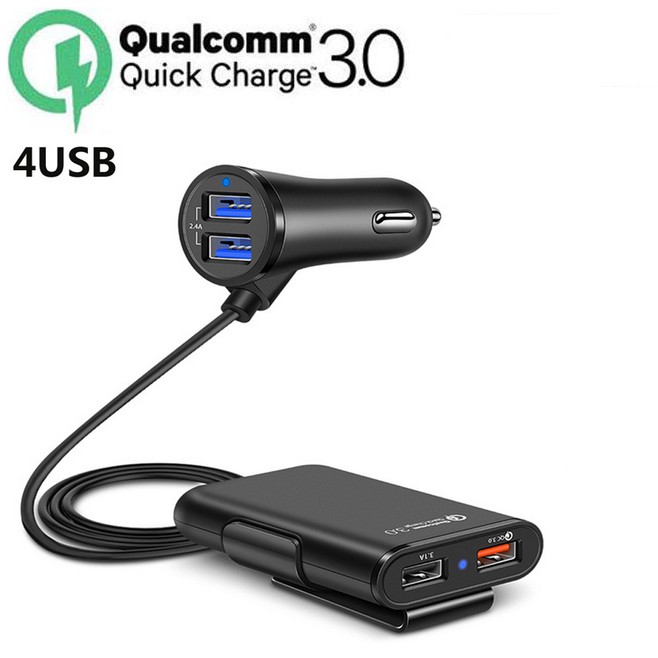 Tẩu sạc ô tô, bộ chia tẩu sạc ô tô 4 USB hỗ trợ sạc nhanh QC3.0