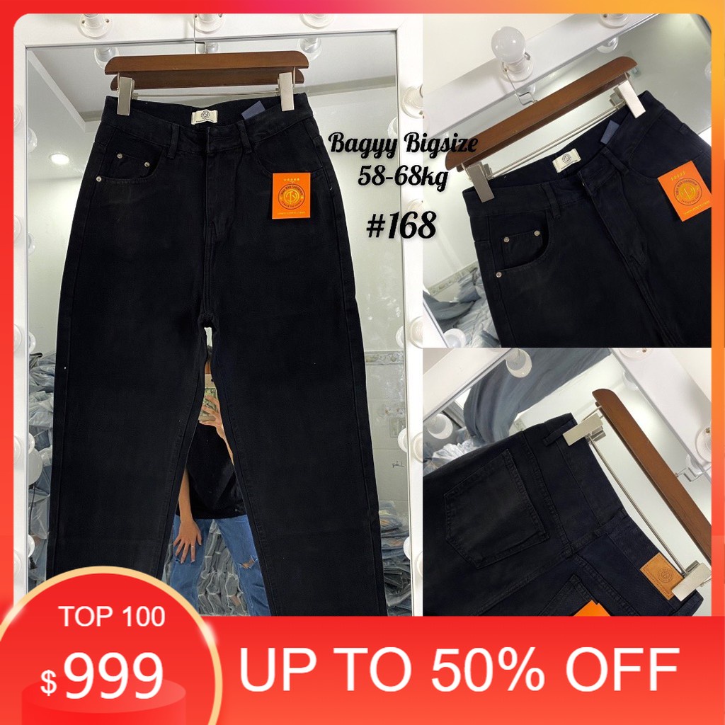 SALE LỚN-Quần Baggy Jeans Nữ bigsize lưng cao,quần bò form đẹp đi học-đi làm ulzzang thời trang nữ MỘC JEANS BGĐ172-168
