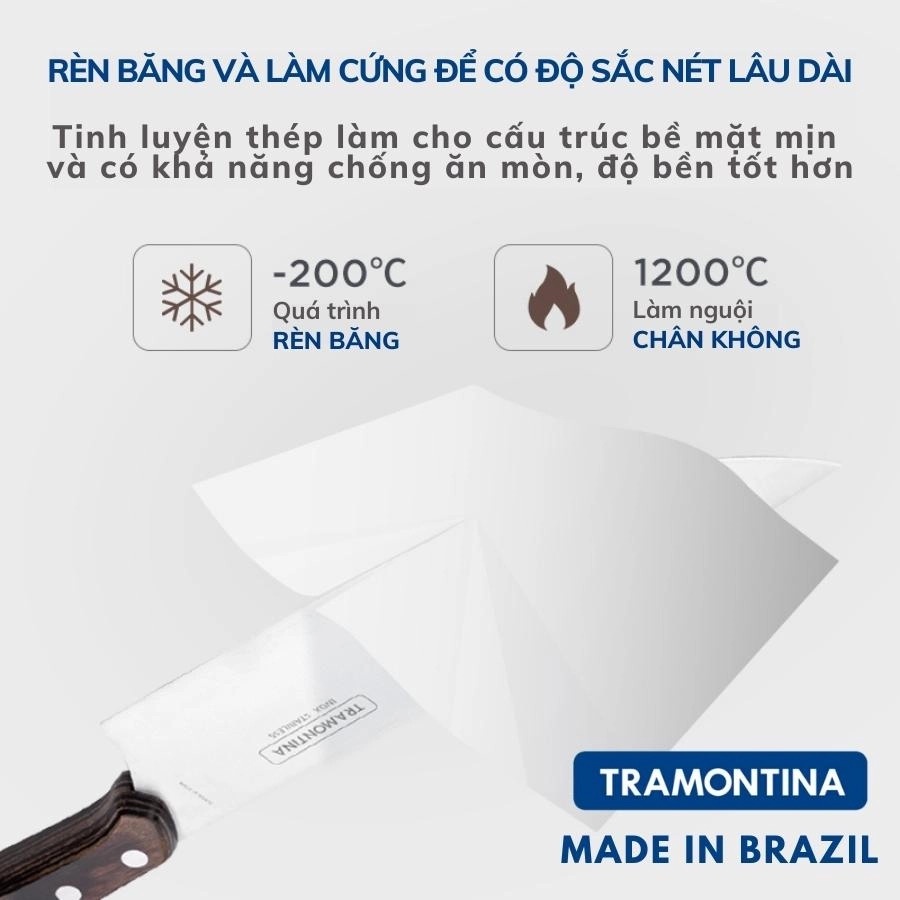 Bộ dao Polywood gồm dao chặt, thái, gọt chính hãng Tramontina Brazil