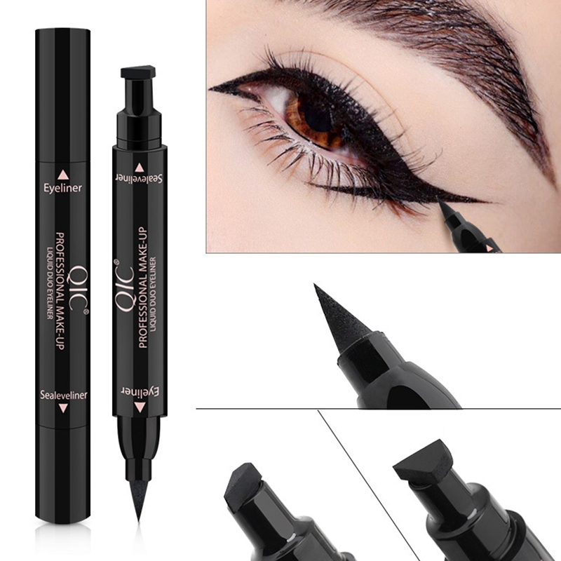 (Hàng Mới Về) 1 Bút Kẻ Mắt Có Đầu Tem In Hình Tam Giác Màu Đen Chống Nước Jp5