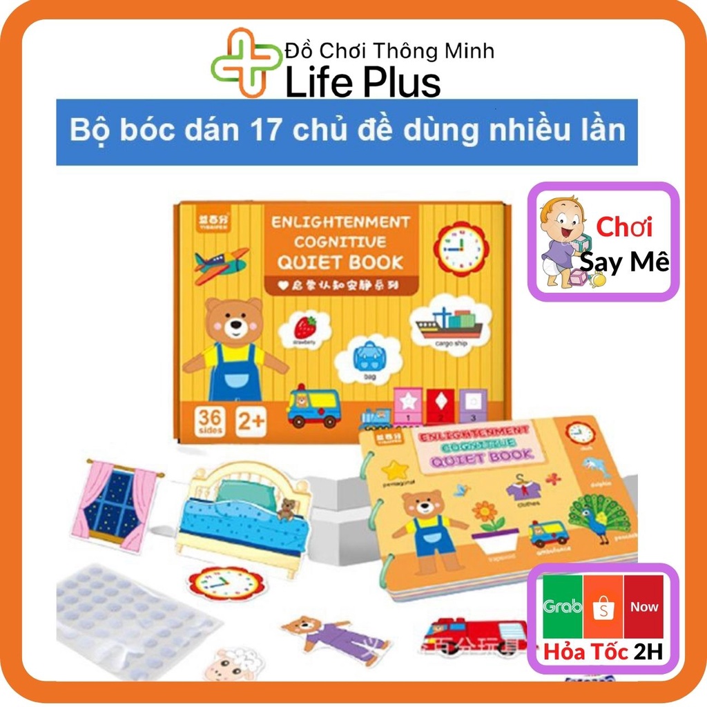 Đồ Chơi Học Liệu Sách Bóc Dán Thông Minh LPBD01 Cho Bé 17 Chủ Đề, dùng nhiều lần, giúp bé vừa chơi, vừa học tiếng Anh