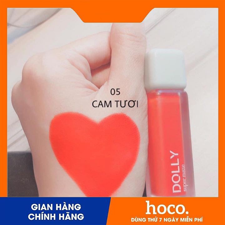 Son Dolly Super Matte mềm môi,ko chì (màu cam tươi)