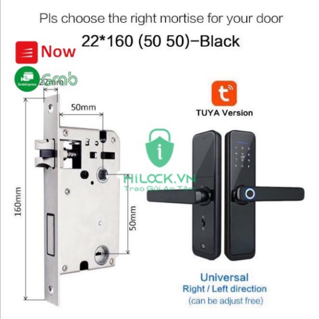 Lõi khoá, thân khóa 5050, 6068, 4585, 3585, 3085, 6085, 2885 dành cho khoá cửa vân tay: tuya, ttlock