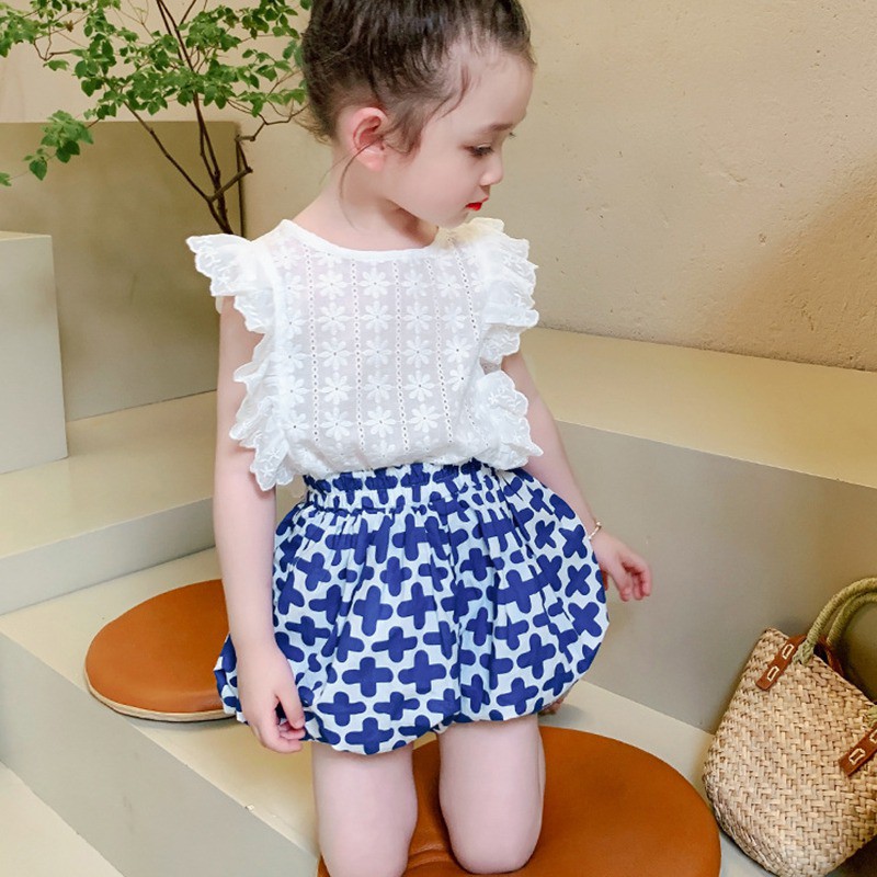 Quần ngắn ống phồng hình trái bí lưng cao thời trang mùa hè ngọt ngào cho bé gái