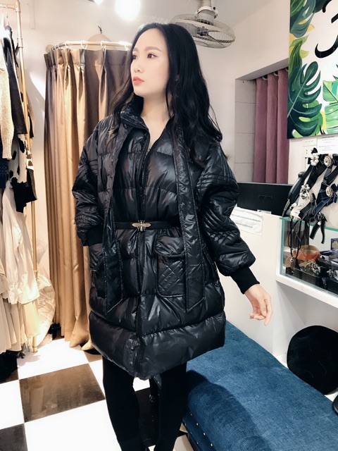 Áo Phao lông vũ thắt eo