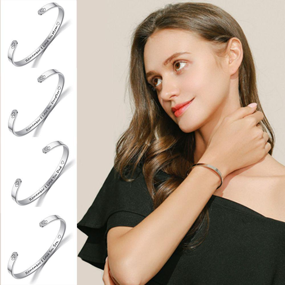 Vòng Đeo Tay Thép Titan Khắc Chữ Thời Trang Mới Cho Gia Đình