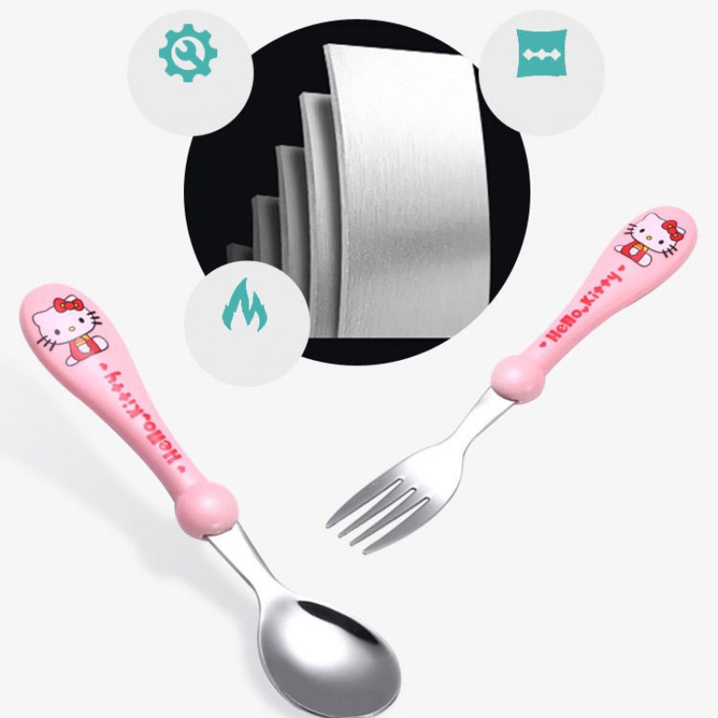 Set thìa nĩa và đũa tập ăn cho bé bằng thép không gỉ 304