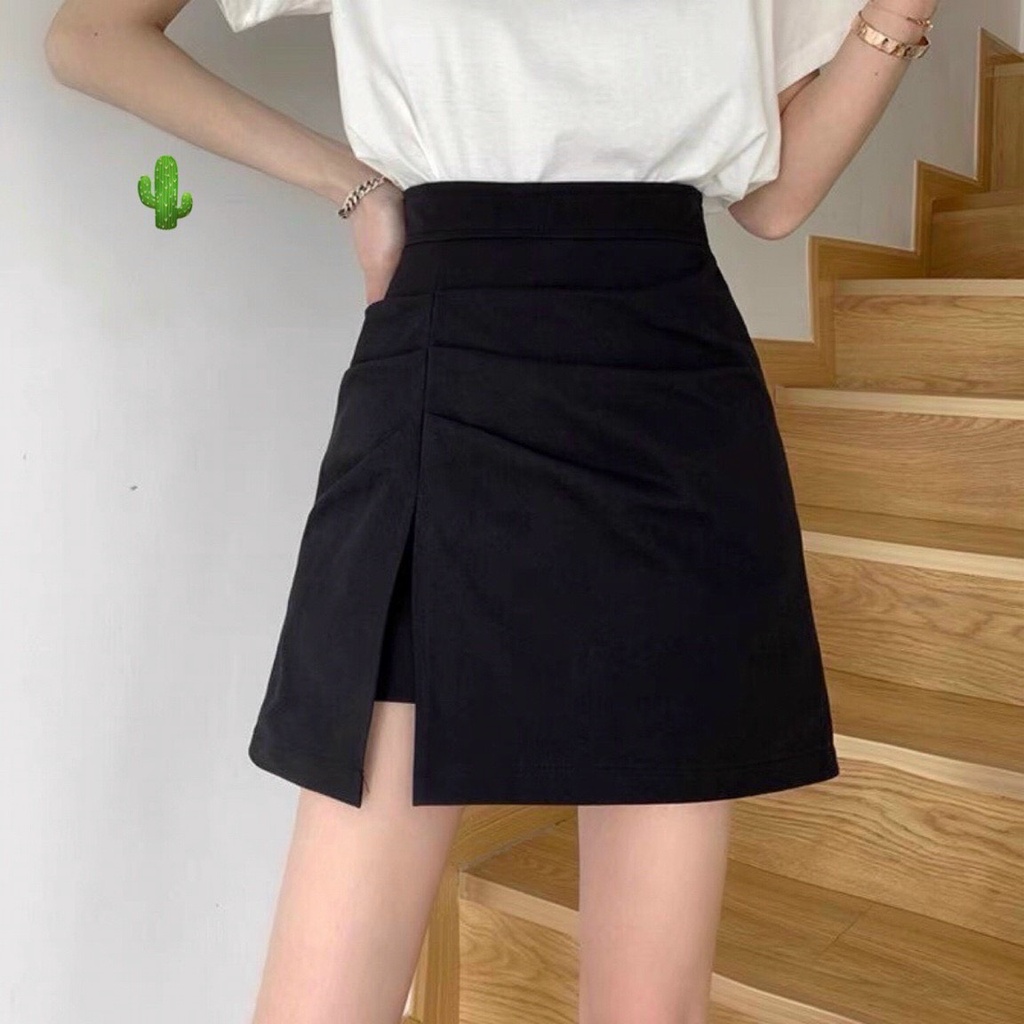 Chân váy chữ A xẻ tà 1 bên trơn cực xinh , chất kate ford dày dặn