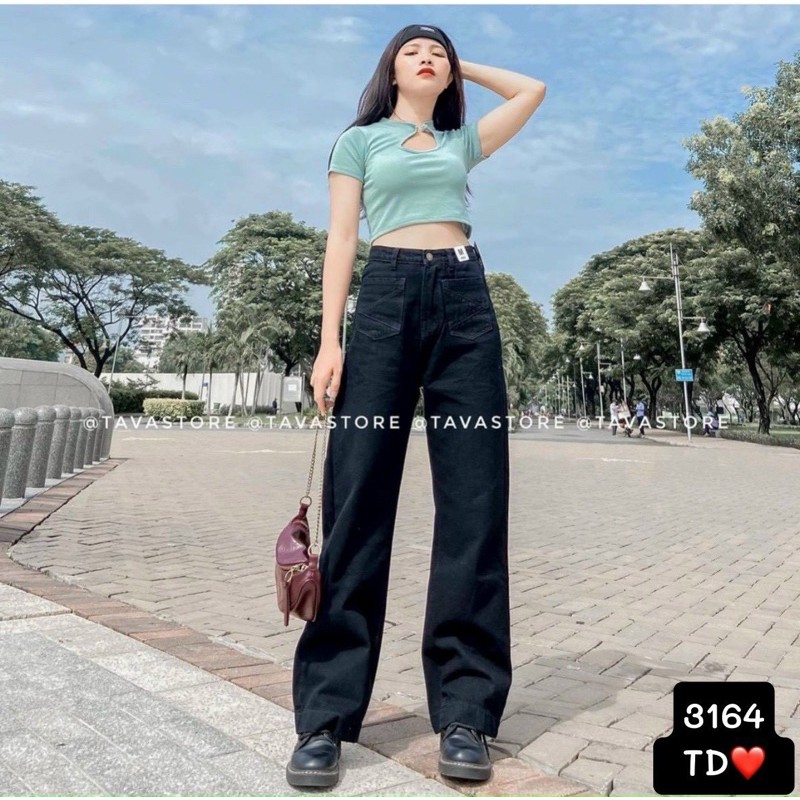 Quần baggy jeans, quần bò jean baggy ống rộng lưng cao màu đen, đen xám nhiều mẫu