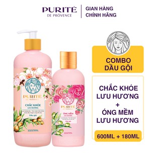 Combo Dầu Gội Purité Chắc Khỏe Lưu Hương 600ml + Dầu Gội Purité Óng Mềm Lưu Hương 180ml