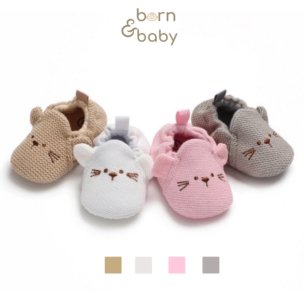 Giày tập đi cho bé gái trai đế chống trượt hình chuột dễ thương nhiều màu xinh Bornbaby G001