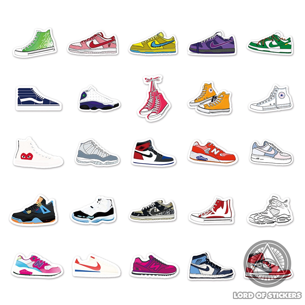 Set 84 Hình Dán Sneaker Sticker Họa Tiết Giày Thể Thao Chống Thấm Nước Dán Mũ Nón Bảo Hiểm, Laptop, Vali, Ván Trượt, Sổ