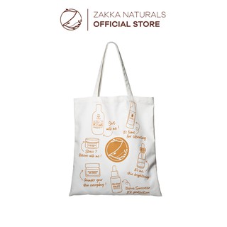 Túi Vải Bố ZAKKA NATURALS Có Khóa Kéo Màu Trắng
