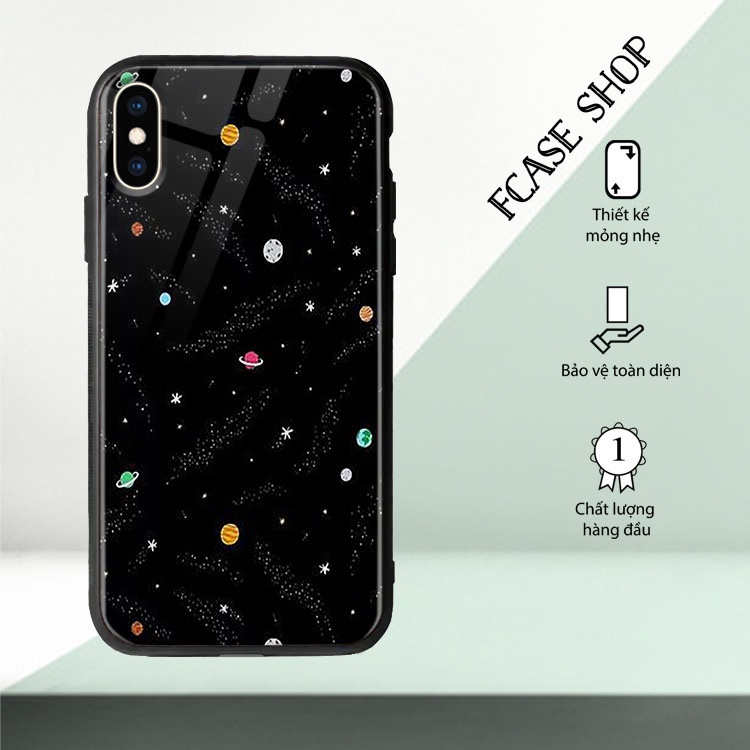 Ốp Lưng Kính Cường Lực Iphone Hình Nền Đen FCASE Cho Iphone 6/6S/7/Plus/X