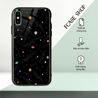 Ốp Lưng Kính Cường Lực Iphone Hình Nền Đen FCASE Cho Iphone 6/6S/7/Plus/X