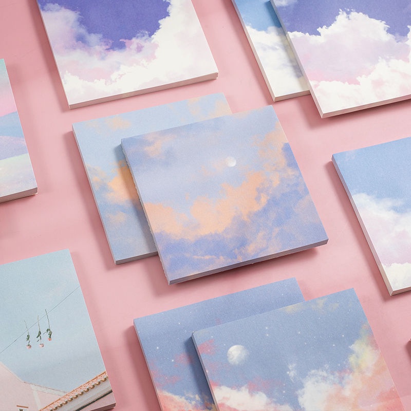 Giấy Ghi Chú Họa Tiết Bầu Trời Sao Phong Cách Nhật Bản Đơn Giản Độ Dính Cao