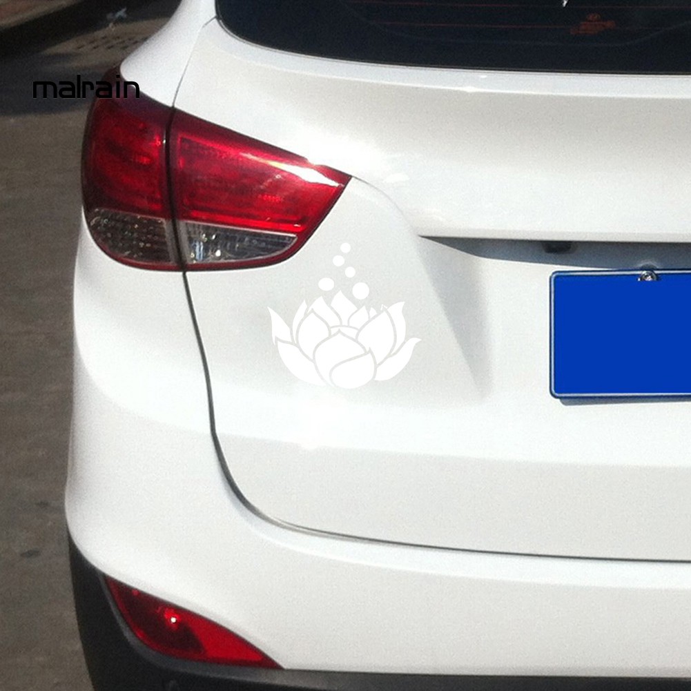 Sticker phản quang họa tiết hoa sen hoa dâm bụt trang trí cửa sổ xe ô tô