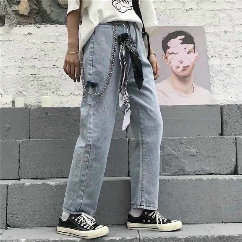 quần baggy jeans nam tặng kèm xích