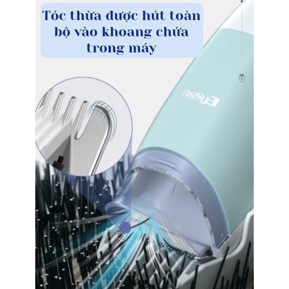 Tông Đơ Cắt Tóc Cho Bé ENSSUN - Cắt Nhanh, Tự Động Hút Tóc, Rung Nhẹ, Chống Ôn, Chống Nước. Chính Hãng- BH 12 Tháng