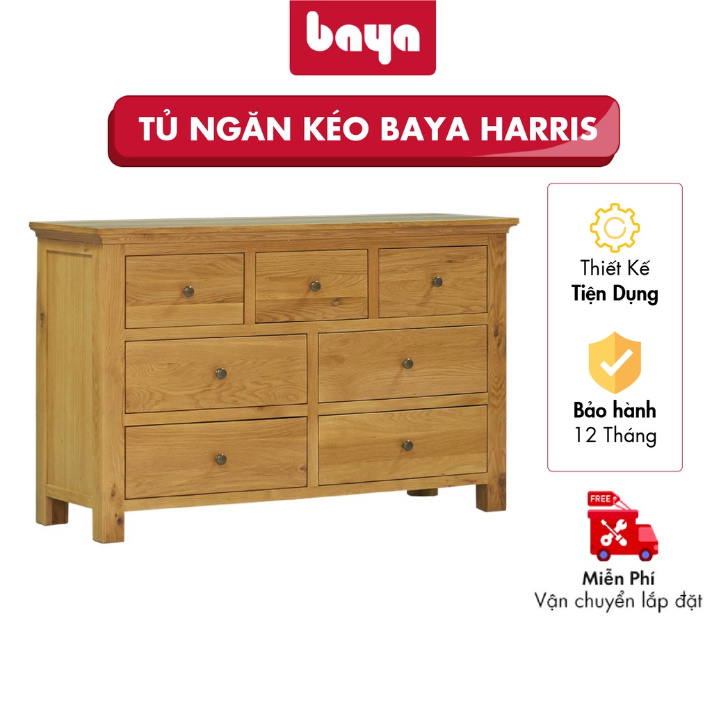 Tủ Ngăn Kéo BAYA HARRIS Phong Cách  Cổ Điển, Thiết Kế Nhiều Ngăn Tiện Lợi, Tiết Kiệm Không Gian Kích Thước D43xW125xH80