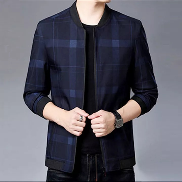 Áo Khoác Bomber Họa Tiết Kẻ Sọc Thời Trang Xuân Thu Cho Nam