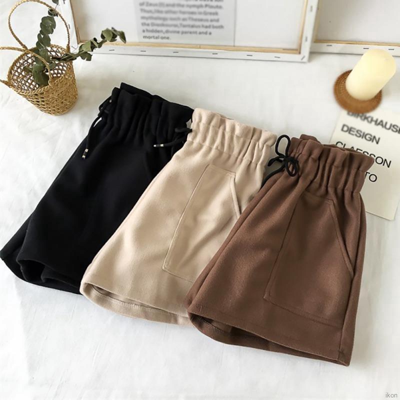 Quần Short Lưng Cao Phối Túi Thiết Kế Dáng Rộng Thoải Mái