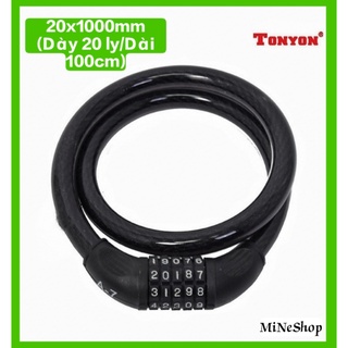 Khoá dây cáp 5 số tonyon 20x1000mm_khoá xe, moto+có thể đổi mật mã