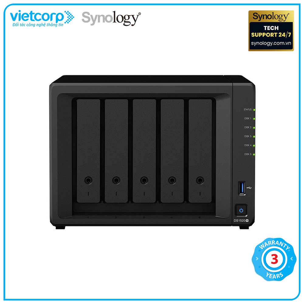 Thiết bị lưu trữ mạng NAS Synology DS1520+ - Hàng chính hãng