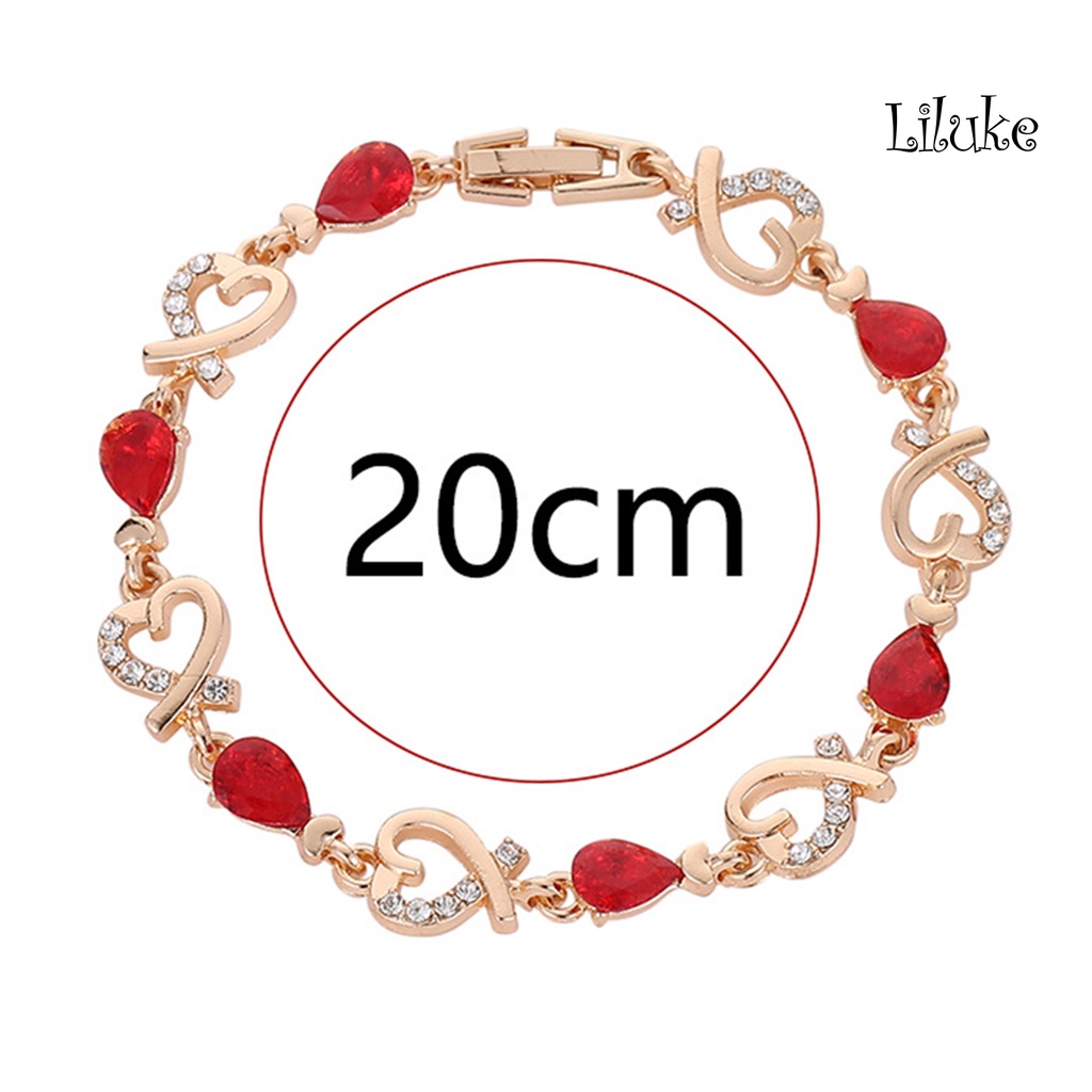 Vòng Tay Hợp Kim Mạ Vàng Trang Trí Hình Trái Tim Đính Đá Xinh Xắn Cho Nữ