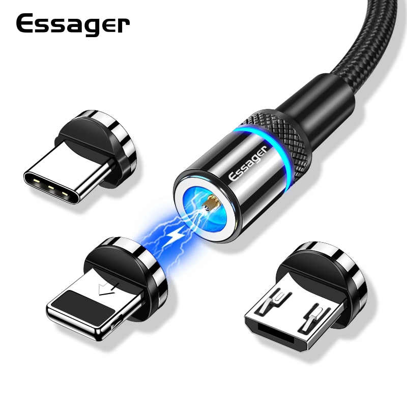 Dây Cáp Essager Đầu Sạc Từ Tính Micro USB Type-C Cho Điện Thoại iPhone/Samsung/Android