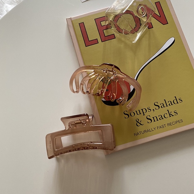 Kẹp Tóc Cỡ Lớn Màu Nâu Phong Cách Retro Pháp