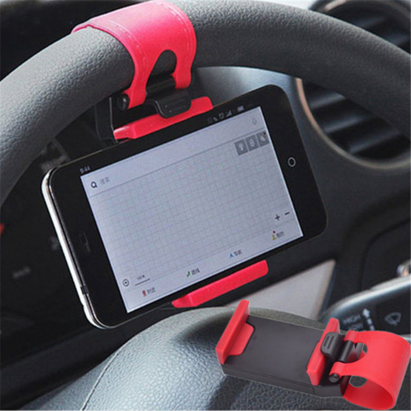 Multifunctional Car Steering Wheel Phone Mount, Universal Cell Phone Stand Holder Cradle Bracket Car Steering Wheel, Bicycle HandleBar Mount Holder Cradle Stand for Cellphone iPhone GPS, 1 pcs