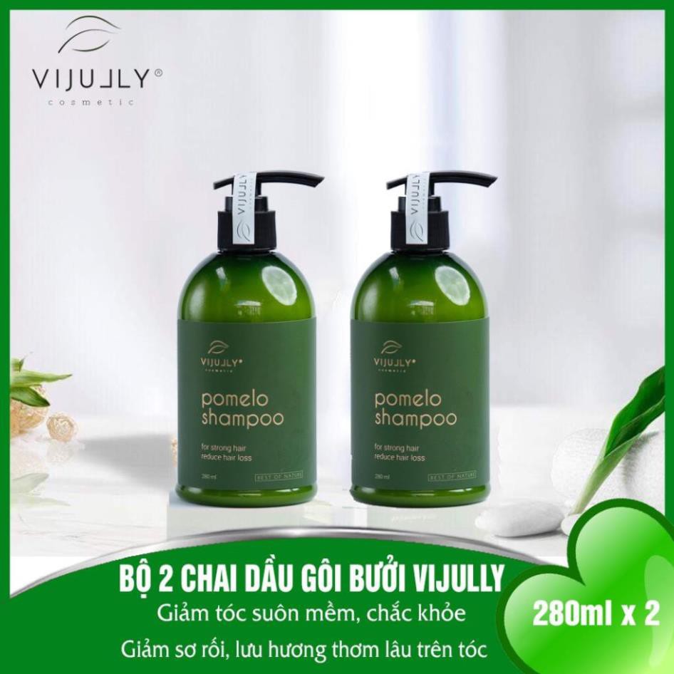 Combo 2 chai Dầu Gội Pomelo Shampo, Dầu gội Bưởi Giúp Ngăn Gãy Rụng & Làm Dày Tóc Dành Cho Da Đầu Nhờn 280ml