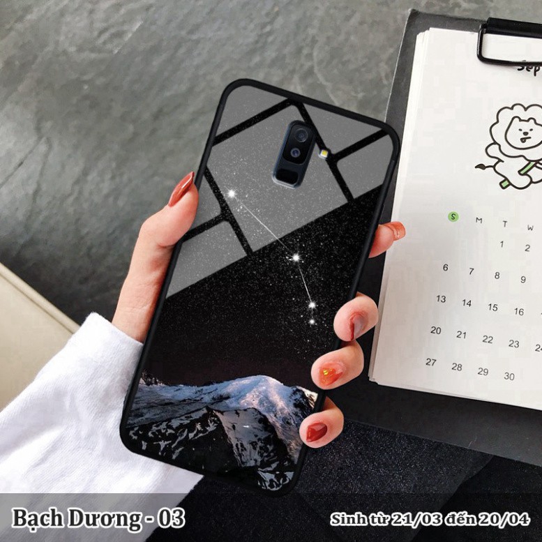 Ốp lưng kính 3D in hình cung hoàng đạo Samsung A6 2018 Plus