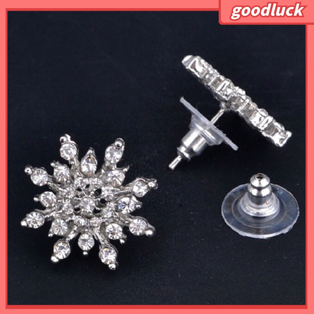 Đôi Khuyên Tai Hình Hoa Tuyết Đính Đá Thời Trang Cho Nữ