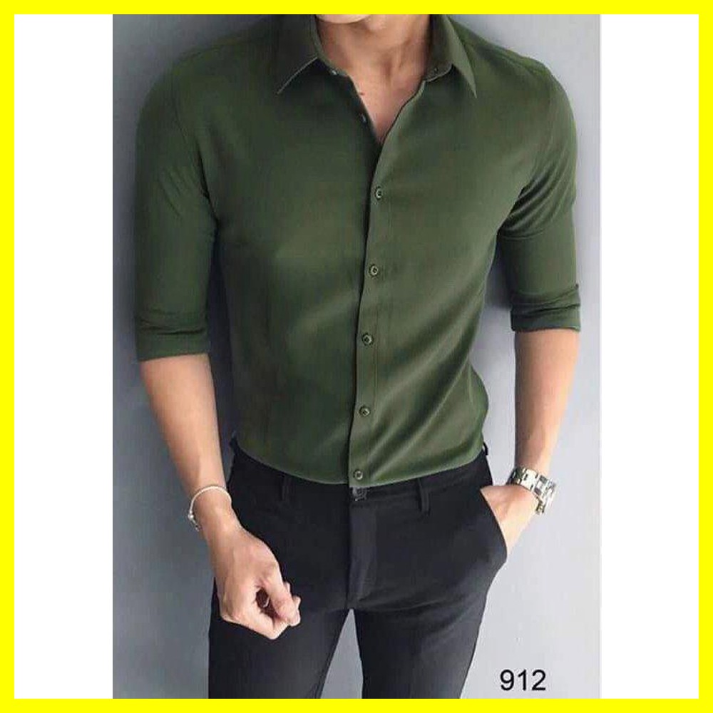 Sơ Mi trơn nam màu hồng chất cotton form ôm nhẹ cho nhiều lứa tuổi