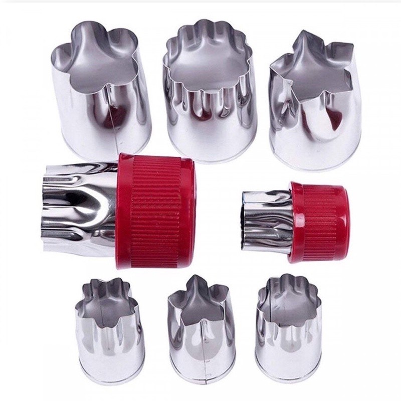 Bộ Dụng Cụ Cắt Tỉa Rau Củ Quả Inox 8 Món, Bộ Khuôn Cắt Tạo Hình Rau Củ Quả